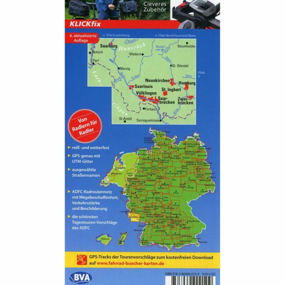 New ADFC-REGIONALKARTE SAARLAND, 1:75.000, REIß- UND WETTERFEST - Fahrradkarte Fahrradkarten|Fahrradkarten