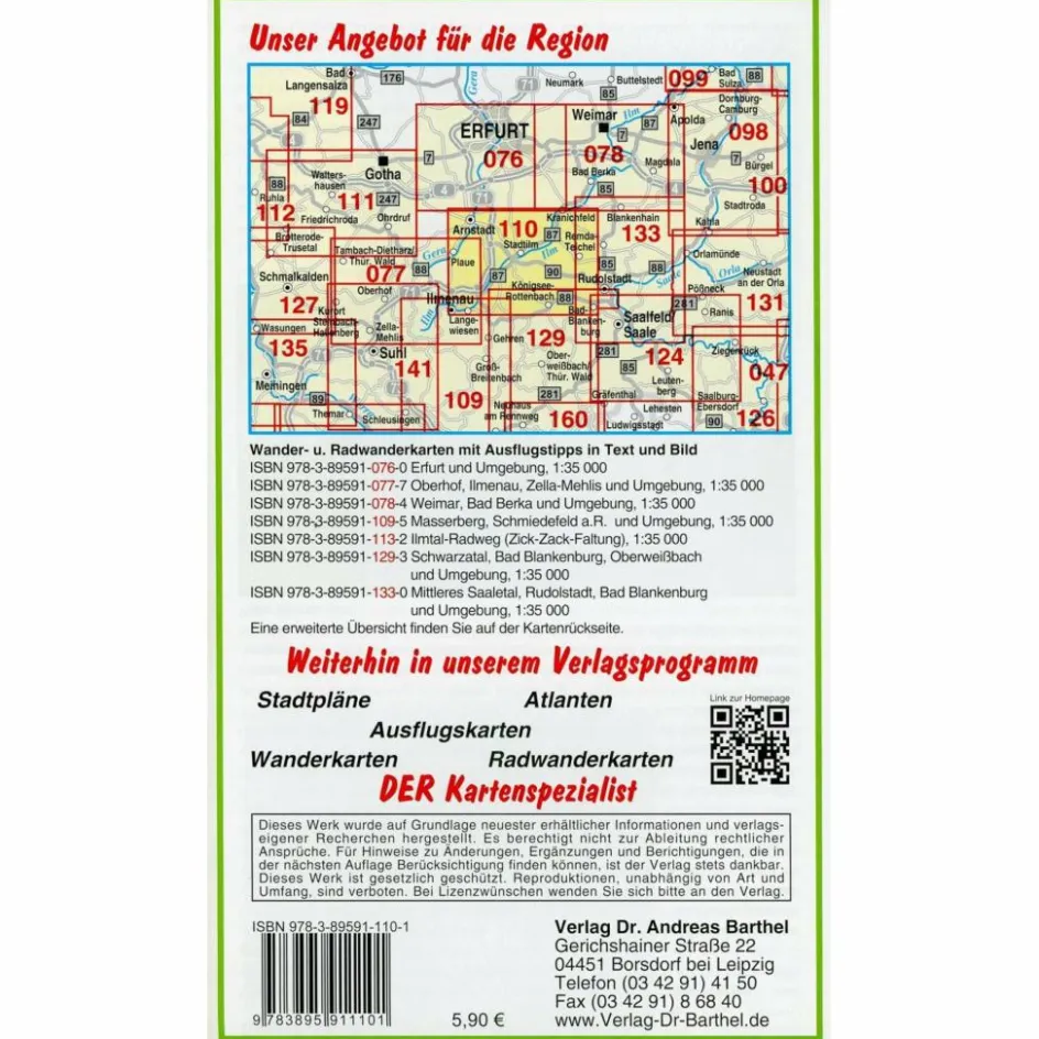 Fahrradkarten|Wanderkarten Und Winterkarten^ARNSTADT, STADTILM UND UMGEBUNG 1 : 35 000 - Wanderkarte