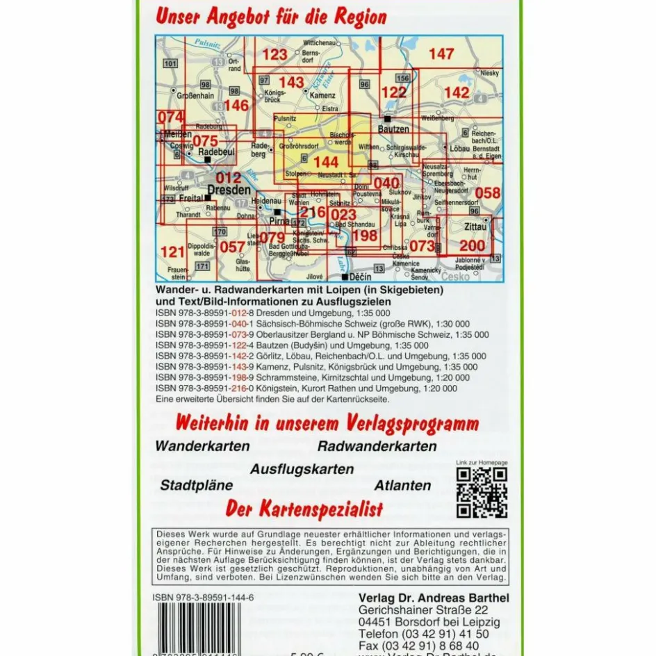 Fahrradkarten|Wanderkarten Und Winterkarten^BISCHOFSWERDA, PULSNITZ, STOLPEN UND UMGEBUNG - Wanderkarte