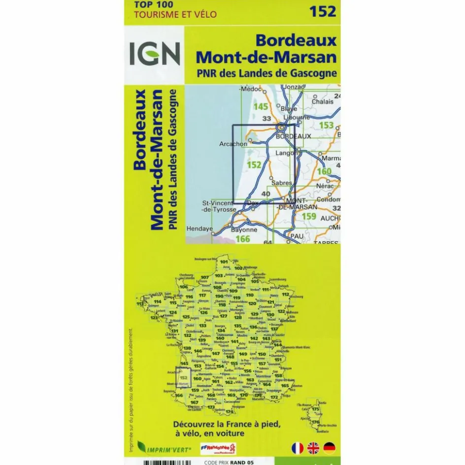 Wanderkarten Und Winterkarten|Wanderkarten Und Winterkarten^BORDEAUX MONT-DE-MARSAN 1:100 000 - Wanderkarte