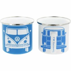 Best VW T1 BUS ENAMEL TASSE 2ER SET IN GESCHENKBOX - FRONT/WEISS - Becher Campingtöpfe Und Campinggeschirr