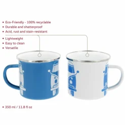 Best VW T1 BUS ENAMEL TASSE 2ER SET IN GESCHENKBOX - FRONT/WEISS - Becher Campingtöpfe Und Campinggeschirr