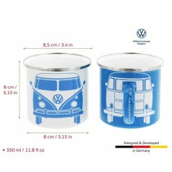 Best VW T1 BUS ENAMEL TASSE 2ER SET IN GESCHENKBOX - FRONT/WEISS - Becher Campingtöpfe Und Campinggeschirr