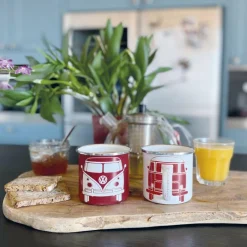 BRISA Campingtöpfe Und Campinggeschirr^VW T1 BUS ENAMEL TASSE 2ER SET IN GESCHENKBOX - FRONT/WEISS - Becher