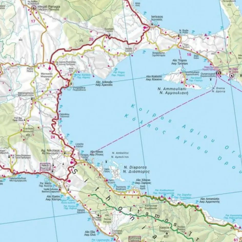 Straßenkarten|Straßenkarten^CHALKIDIKI - THASOS - OLYMP, STRAßEN- UND FREIZEITKARTE - Straßenkarte