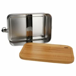 CJH Campingtöpfe Und Campinggeschirr^EDELSTAHL LUNCH BOX BAMBUSDECKEL - Dose