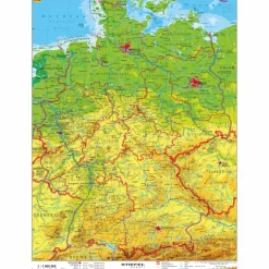 Hot DEUTSCHLAND, PHYSISCH 1 : 1 100 000 OHNE METALLLEISTE - Poster Wandkarten Und Poster