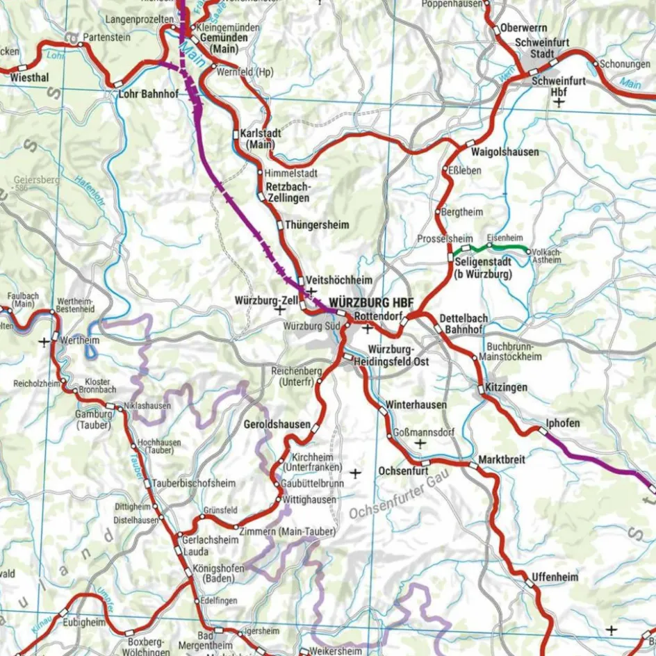 Hot DEUTSCHLAND, RAIL TRAVEL MAP 1:500.000, FREYTAG & BERNDT - Karte Straßenkarten|Straßenkarten