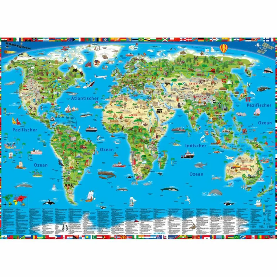 Wandkarten Und Poster^ERLEBNIS ILLUSTRIERTE WELTKARTE PLANOKARTE - Karte