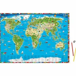 Schreibwaren^ERLEBNISKARTE ILLUSTRIERTE WELTKARTE SCHREIBUNTERLAGE