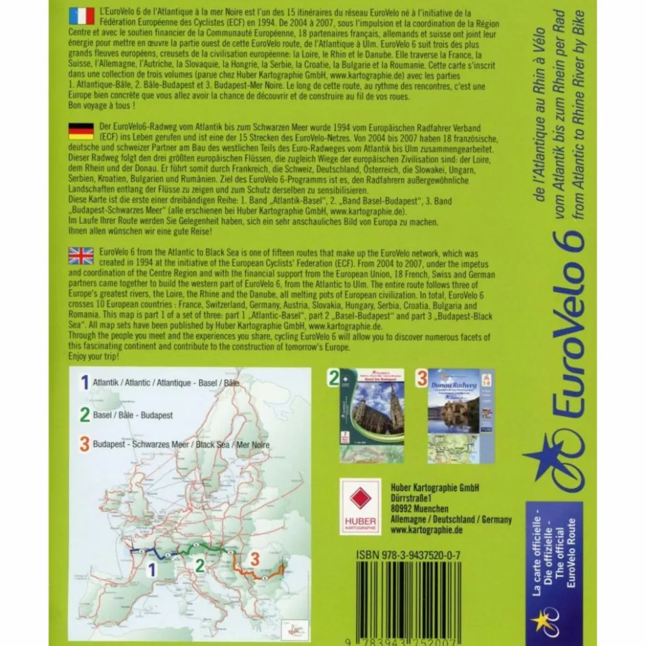 Best EUROVELO 6 - VOM ATLANTIK BIS ZUM RHEIN - Fahrradkarte Fahrradkarten|Fahrradkarten