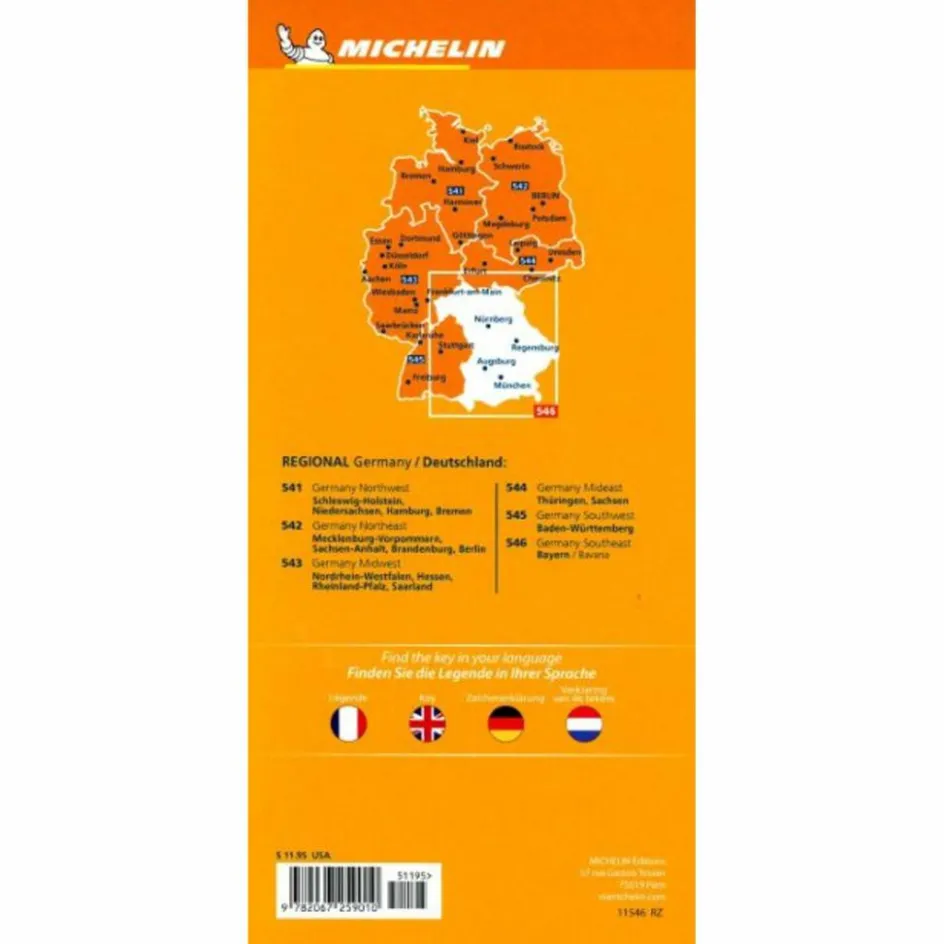 Straßenkarten|Straßenkarten^GERMANY SOUTHEAST, BAVARIA - MICHELIN REGIONAL MAP 546 - Straßenkarte