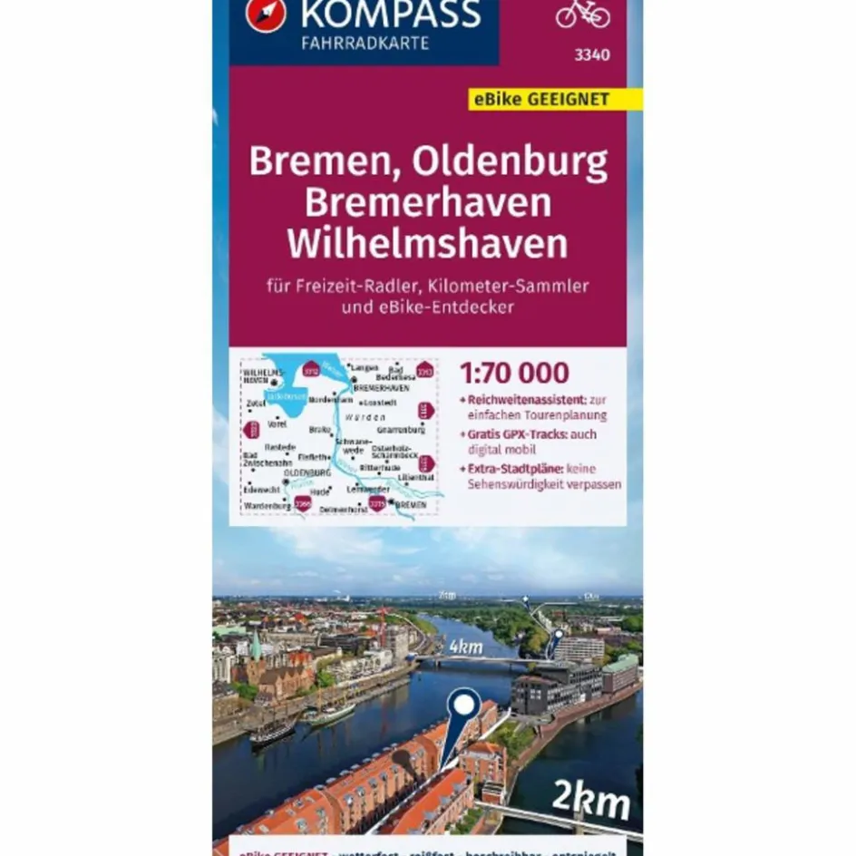 Fahrradkarten|Fahrradkarten^KOMPASS FAHRRADKARTE 3340 BREMEN, OLDENBURG, BREMERHAVEN