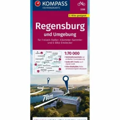 Online KOMPASS FAHRRADKARTE 3330 REGENSBURG UND UMGEBUNG 1:70.000 Fahrradkarten|Fahrradkarten