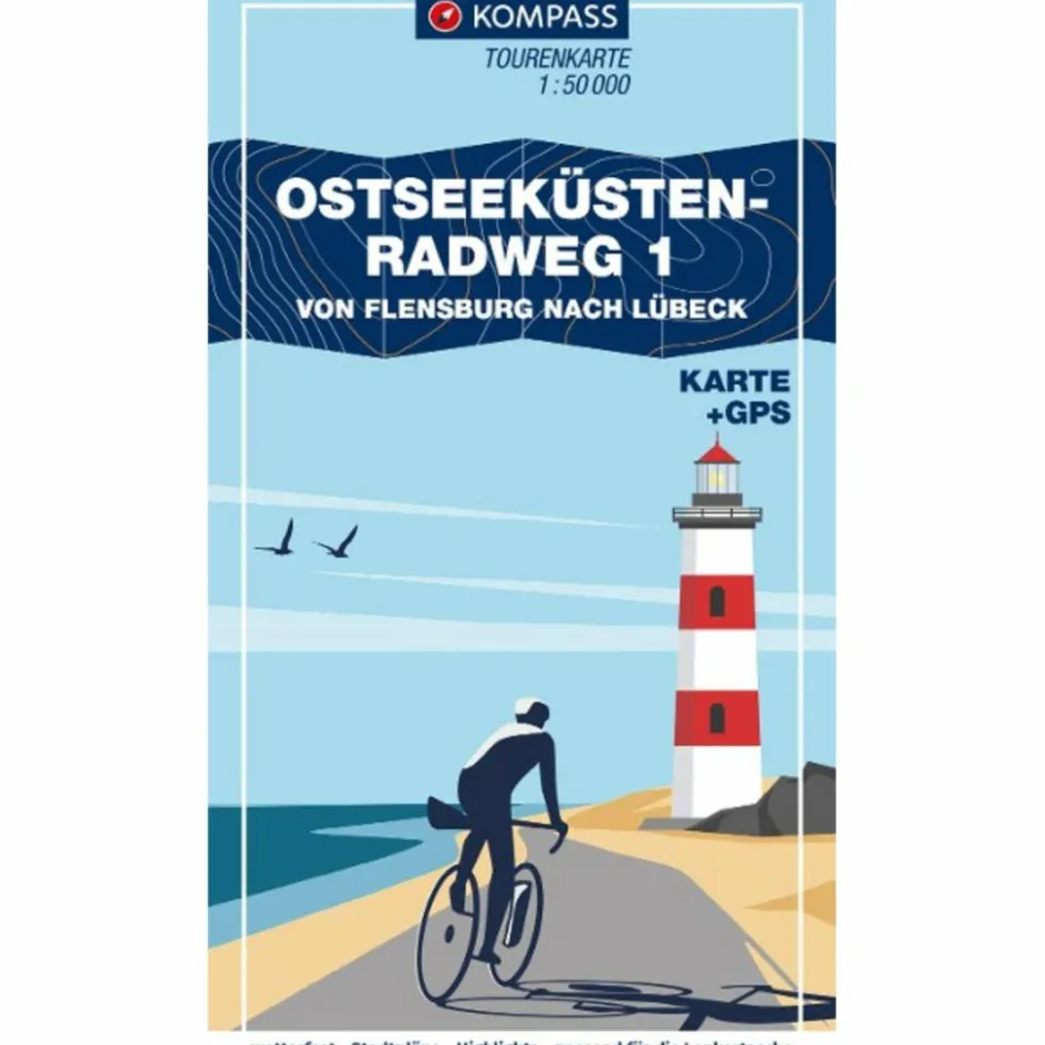 Outlet KOMPASS FAHRRAD-TOURENKARTE OSTSEEKÜSTENRADWEG 1 Fahrradkarten|Fahrradkarten