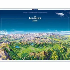 Sale KOMPASS PANORAMA DIE ALLGÄUER ALPEN, POSTER Wandkarten Und Poster