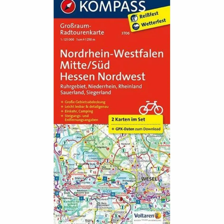 Outlet KOMPASS RK NRW MITTE/SÜD - Fahrradkarte Fahrradkarten|Fahrradkarten