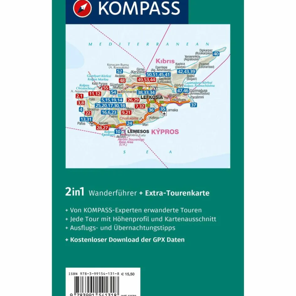 Wanderführer^KOMPASS WANDERFÜHRER ZYPERN, 55 TOUREN MIT EXTRA-TOURENKARTE