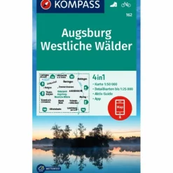 Wanderkarten Und Winterkarten|Wanderkarten Und Winterkarten^KOMPASS WANDERKARTE 162 AUGSBURG, WESTLICHE WÄLDER 1:50.000