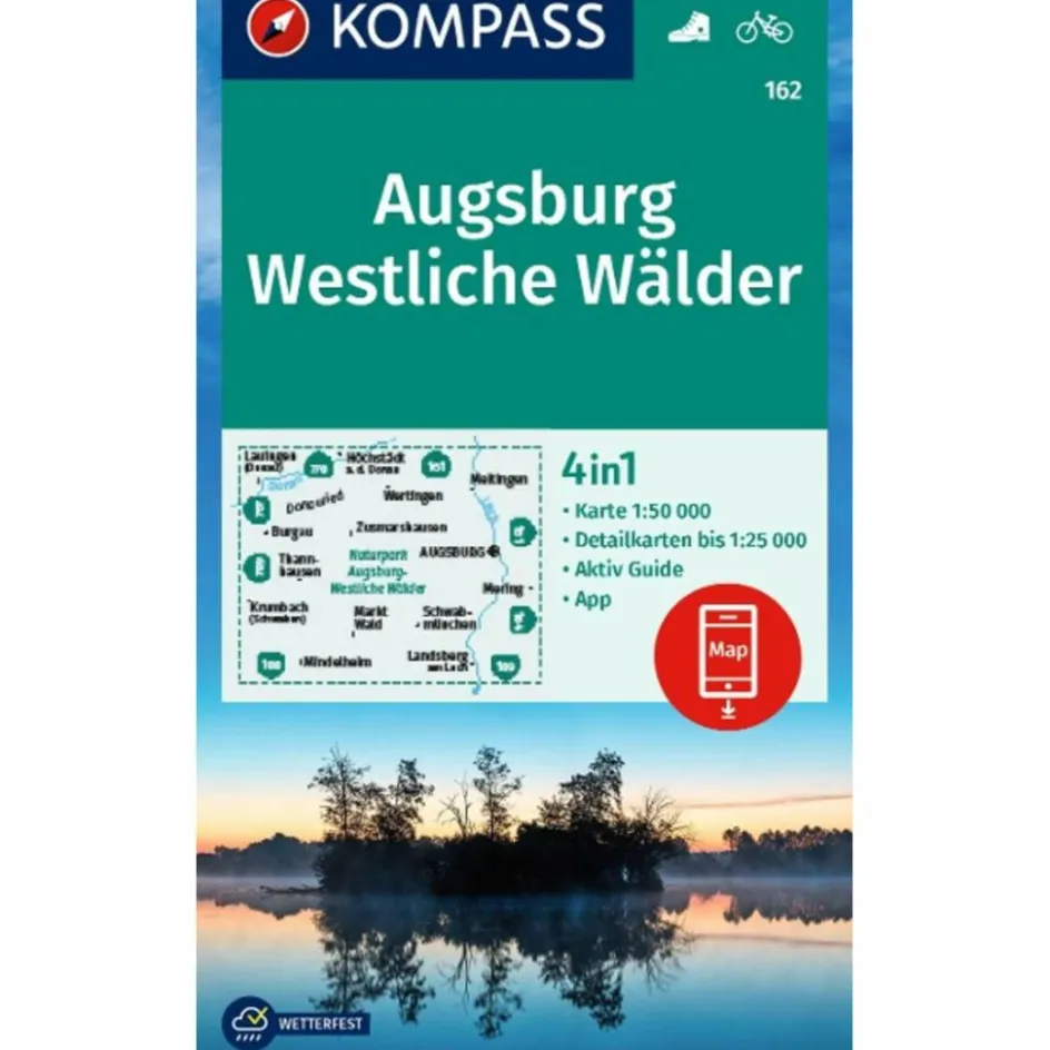Wanderkarten Und Winterkarten|Wanderkarten Und Winterkarten^KOMPASS WANDERKARTE 162 AUGSBURG, WESTLICHE WÄLDER 1:50.000