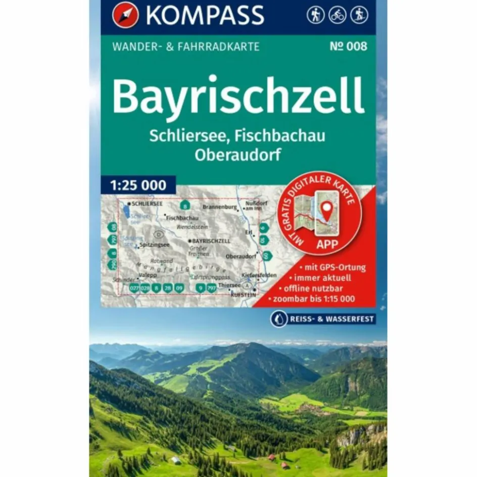 Clearance KOMPASS WANDERKARTE 008 BAYRISCHZELL, SCHLIERSEE Wanderkarten Und Winterkarten|Wanderkarten Und Winterkarten