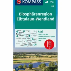 Wanderkarten Und Winterkarten|Wanderkarten Und Winterkarten^KOMPASS WANDERKARTE 862 BIOSPHÄRENREGION ELBTALAUE-WENDLAND