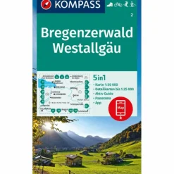 Best KOMPASS WANDERKARTE 2 BREGENZERWALD, WESTALLGÄU 1:50.000 Wanderkarten Und Winterkarten|Wanderkarten Und Winterkarten