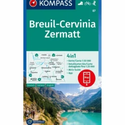 Discount KOMPASS WANDERKARTE 87 BREUIL-CERVINIA, ZERMATT 1:50.000 Wanderkarten Und Winterkarten|Wanderkarten Und Winterkarten