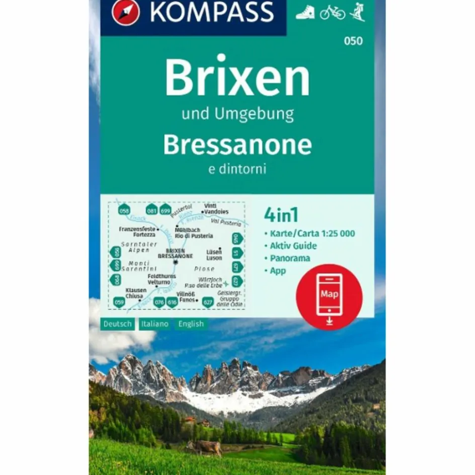 Wanderkarten Und Winterkarten|Wanderkarten Und Winterkarten^KOMPASS WANDERKARTE 050 BRIXEN UND UMGEBUNG