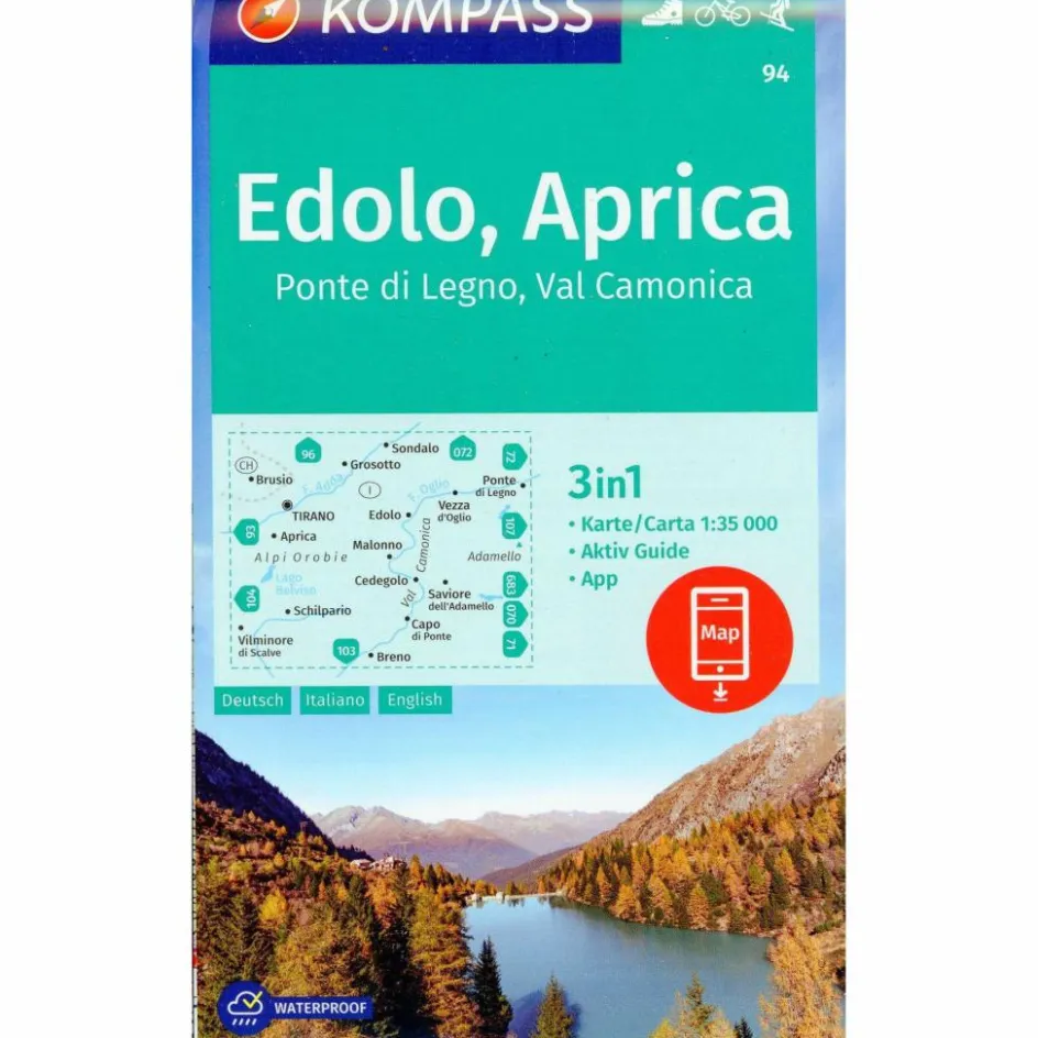 New KOMPASS WANDERKARTE 94 EDOLO, APRICA, PONTE DI LEGNO Wanderkarten Und Winterkarten|Wanderkarten Und Winterkarten