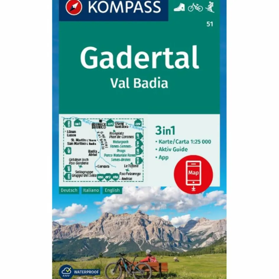 Discount KOMPASS WANDERKARTE 51 GADERTAL / VAL BADIA 1:25.000 Wanderkarten Und Winterkarten|Wanderkarten Und Winterkarten