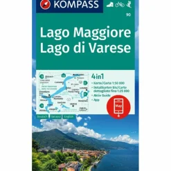 Wanderkarten Und Winterkarten|Wanderkarten Und Winterkarten^KOMPASS WANDERKARTE 90 LAGO MAGGIORE, LAGO DI VARESE