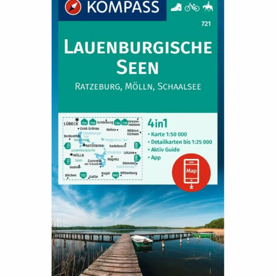 New KOMPASS WANDERKARTE 721 LAUENBURGISCHE SEEN, RATZEBURG Wanderkarten Und Winterkarten|Wanderkarten Und Winterkarten