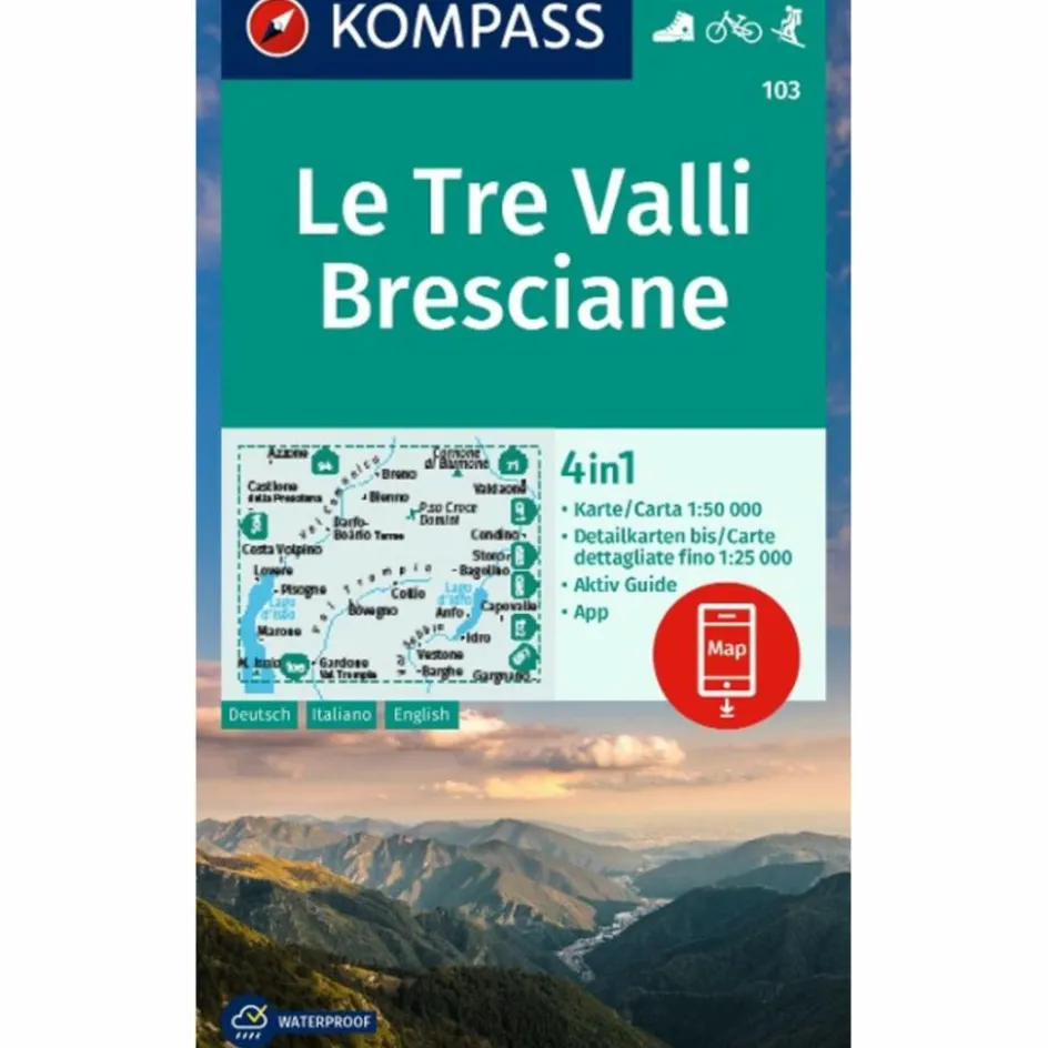 Wanderkarten Und Winterkarten|Wanderkarten Und Winterkarten^KOMPASS WANDERKARTE 103 LE TRE VALLI BRESCIANE 1:50.000