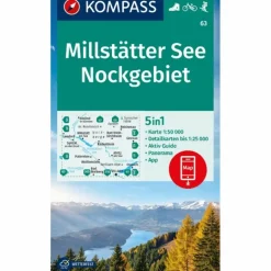 Wanderkarten Und Winterkarten|Wanderkarten Und Winterkarten^KOMPASS WANDERKARTE 63 MILLSTÄTTER SEE, NOCKGEBIET 1:50.000