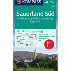 Wanderkarten Und Winterkarten|Wanderkarten Und Winterkarten^KOMPASS WANDERKARTE 842 SAUERLAND SÜD, HOCHSAUERLAND