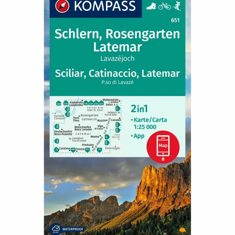 Wanderkarten Und Winterkarten|Wanderkarten Und Winterkarten^KOMPASS WANDERKARTE 651 SCHLERN, ROSENGARTEN, SCILIAR