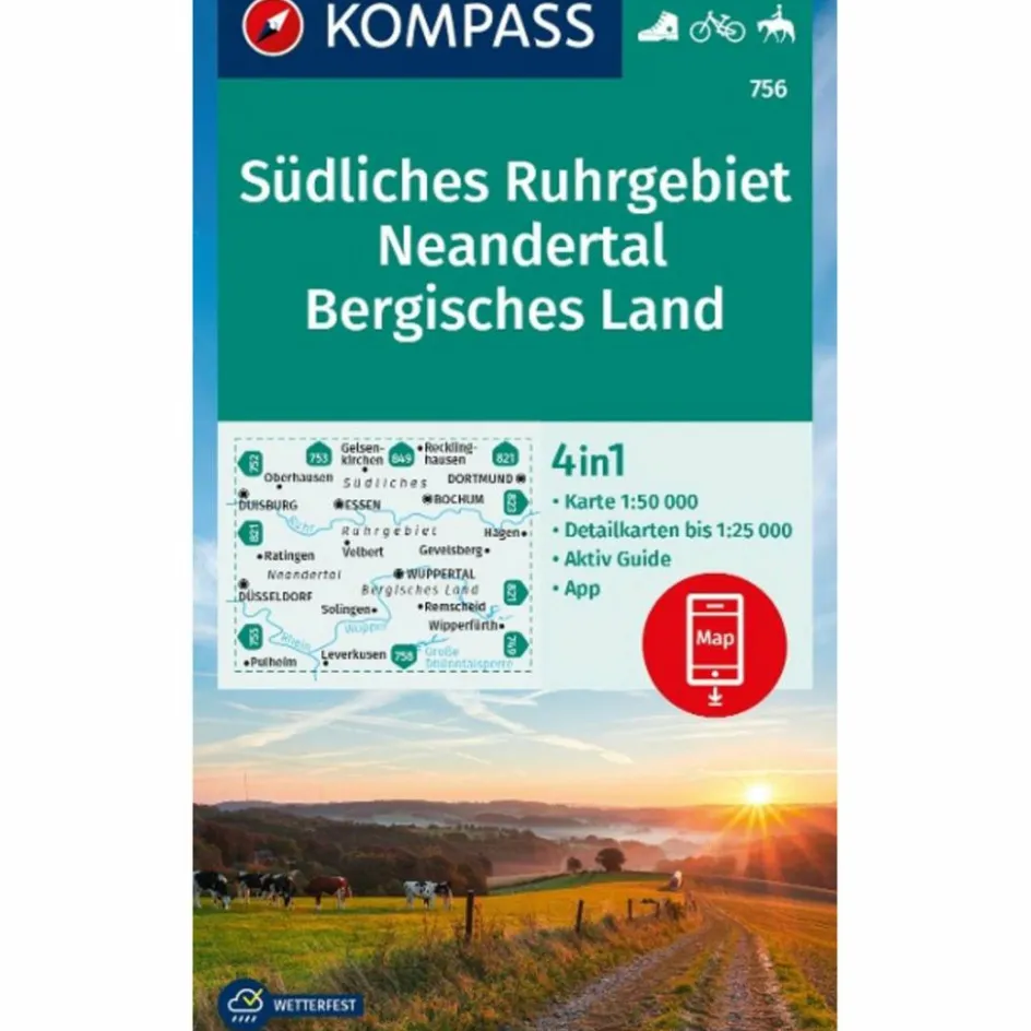New KOMPASS WANDERKARTE 756 SÜDLICHES RUHRGEBIET, NEANDERTAL Wanderkarten Und Winterkarten|Wanderkarten Und Winterkarten