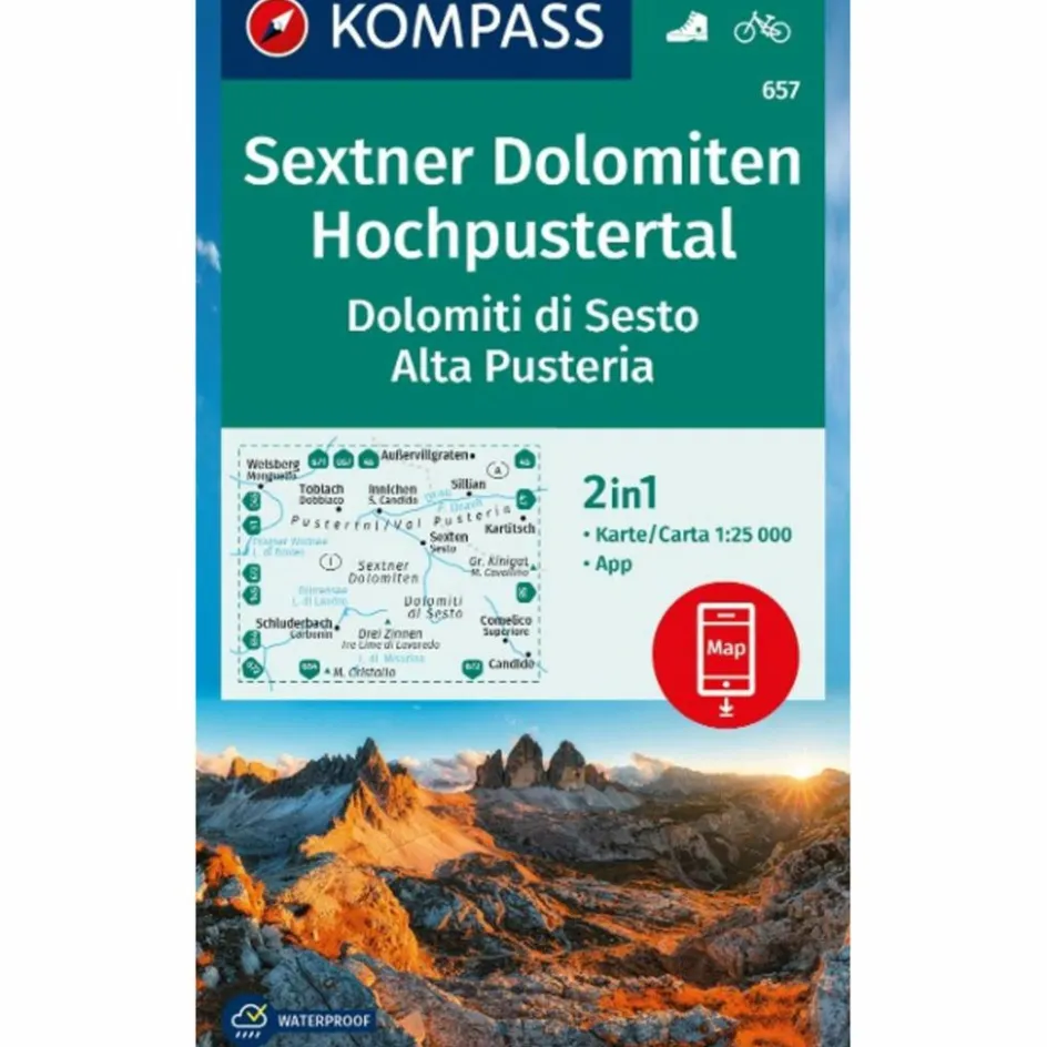Wanderkarten Und Winterkarten|Wanderkarten Und Winterkarten^KOMPASS WANDERKARTE 657 SEXTNER DOLOMITEN, HOCHPUSTERTAL