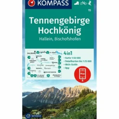 Discount KOMPASS WANDERKARTE 15 TENNENGEBIRGE, HOCHKÖNIG Wanderkarten Und Winterkarten|Wanderkarten Und Winterkarten