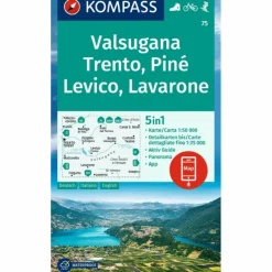 Wanderkarten Und Winterkarten|Wanderkarten Und Winterkarten^KOMPASS WANDERKARTE 75 VALSUGANA, TRENTO, PINÉ, LEVICO