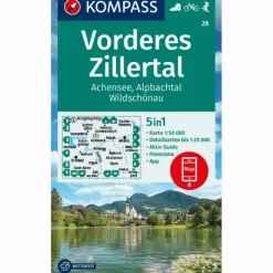 Wanderkarten Und Winterkarten|Wanderkarten Und Winterkarten^KOMPASS WANDERKARTE 28 VORDERES ZILLERTAL 1:50.000