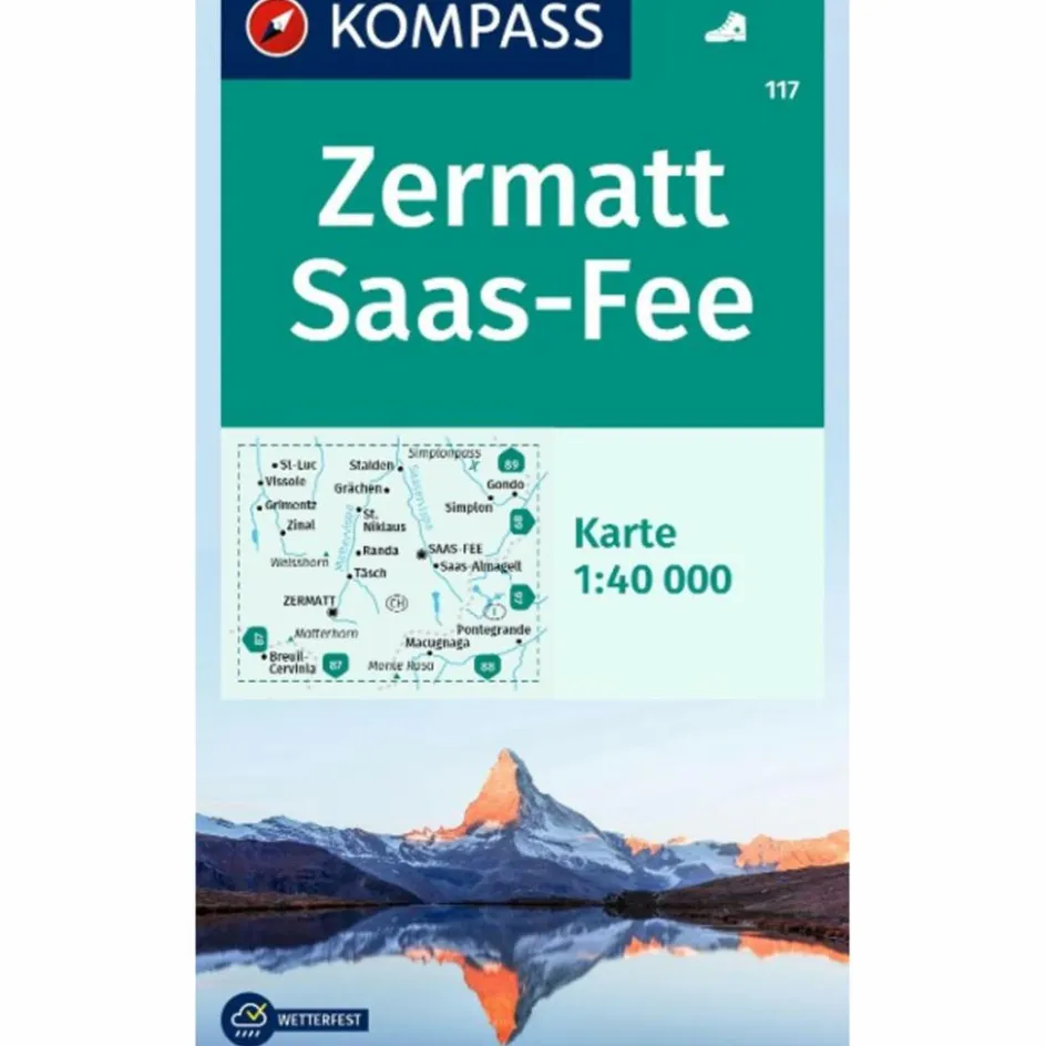 Wanderkarten Und Winterkarten|Wanderkarten Und Winterkarten^KOMPASS WANDERKARTE 117 ZERMATT, SAAS-FEE 1:40.000