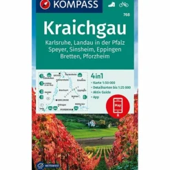 Best KOMPASS WANDERKARTE KRAICHGAU, KARLSRUHE, LANDAU I. D. PFALZ Wanderkarten Und Winterkarten|Wanderkarten Und Winterkarten