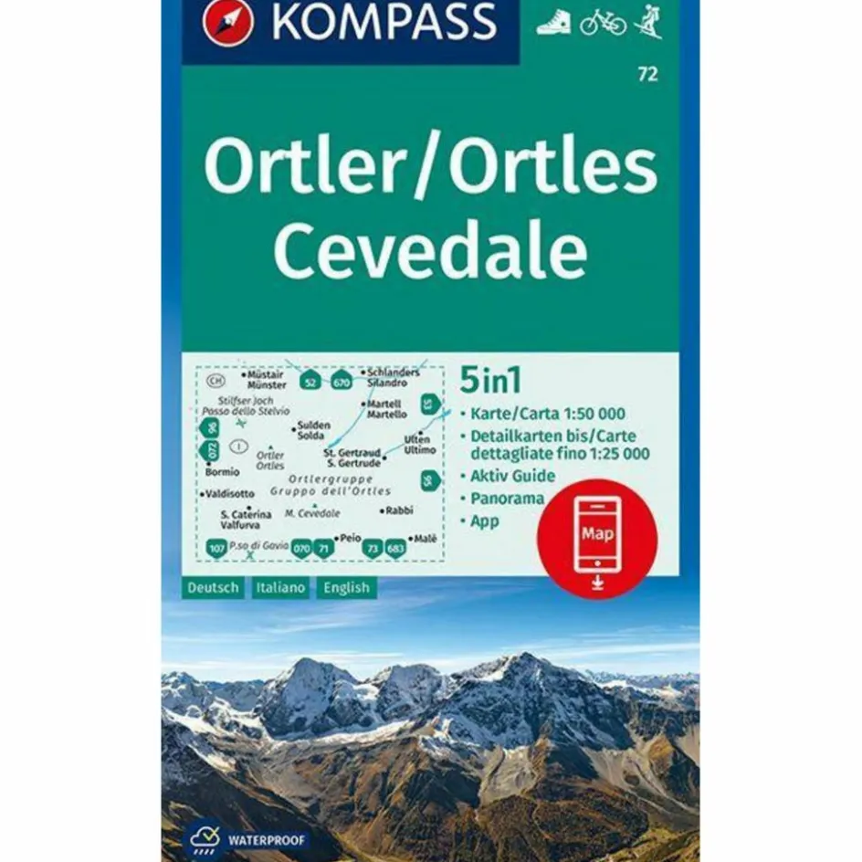Clearance KOMPASS WANDERKARTE ORTLER/ORTLES, CEVEDALE 1:50 000 Wanderkarten Und Winterkarten|Wanderkarten Und Winterkarten