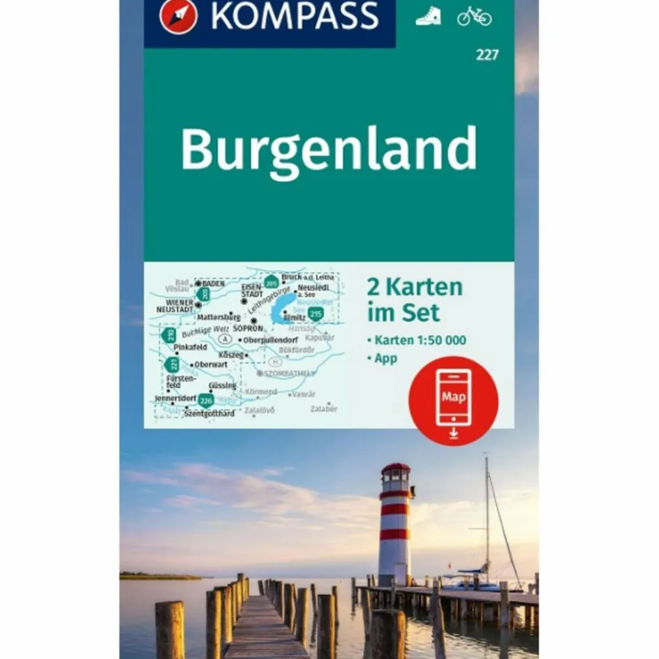 New KOMPASS WANDERKARTEN-SET 227 BURGENLAND (2 KARTEN) 1:50.000 Wanderkarten Und Winterkarten|Wanderkarten Und Winterkarten