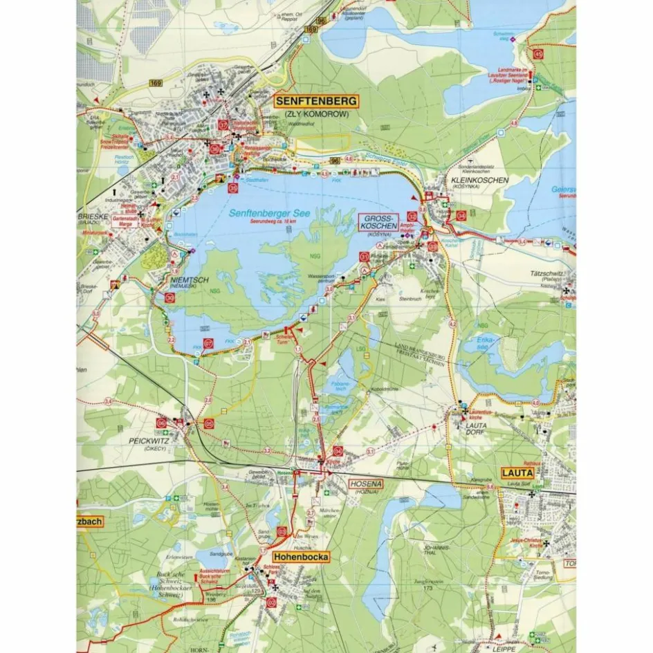Fahrradkarten|Wanderkarten Und Winterkarten^LAUSITZER SEENLAND, SENFTENBERG, HOYERSWERDA - Wanderkarte