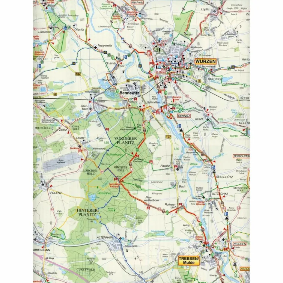 Fahrradkarten|Wanderkarten Und Winterkarten^MULDENTAL, GRIMMA, WURZEN, EILENBURG UND - Wanderkarte