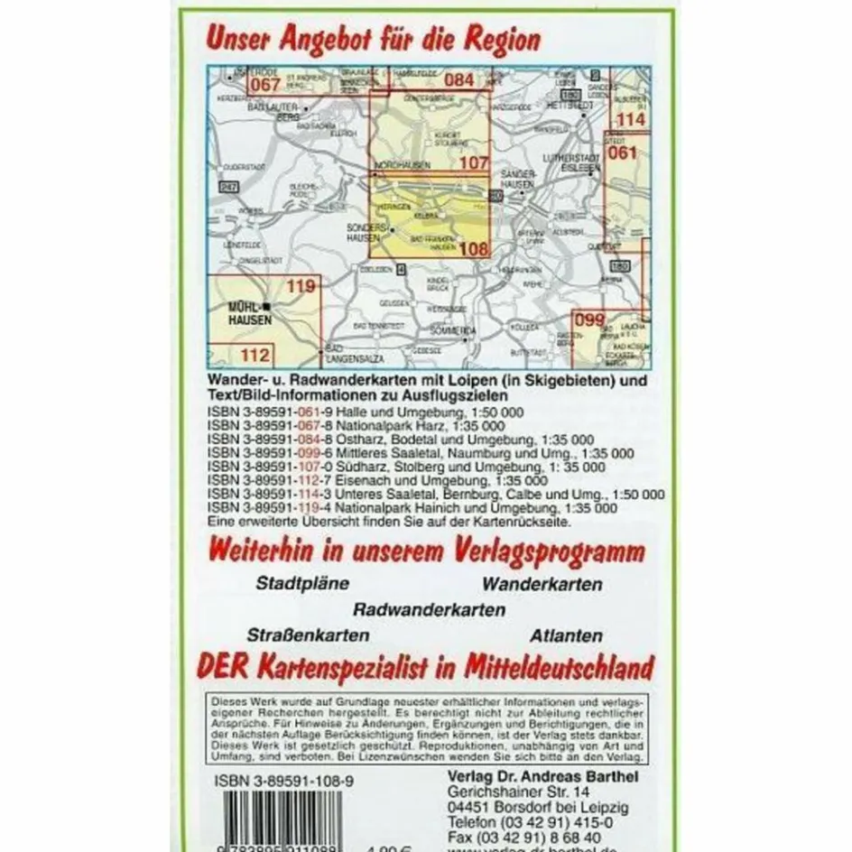 Online NATURPARK KYFFHÄUSER, SONDERSHAUSEN UND UMGEBUNG - Wanderkarte Fahrradkarten|Wanderkarten Und Winterkarten