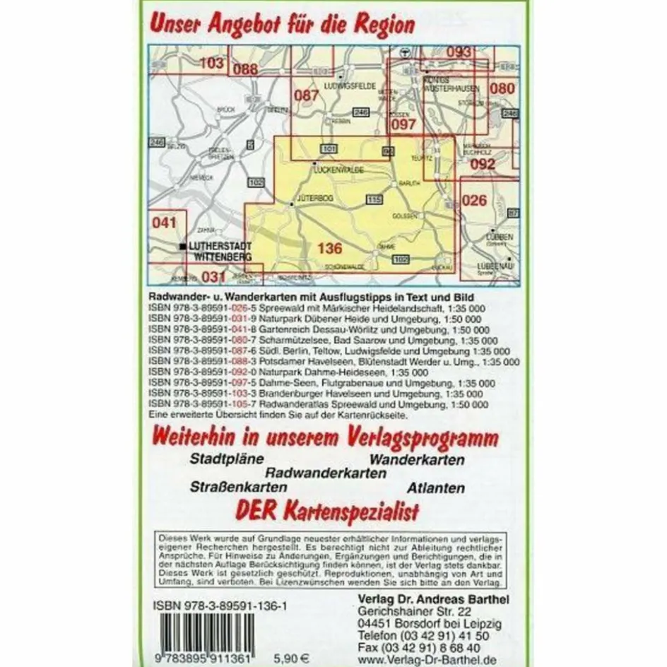 Outlet NIEDERER FLÄMING, LUCKENWALDE, JÜTERBORG - Wanderkarte Fahrradkarten|Wanderkarten Und Winterkarten